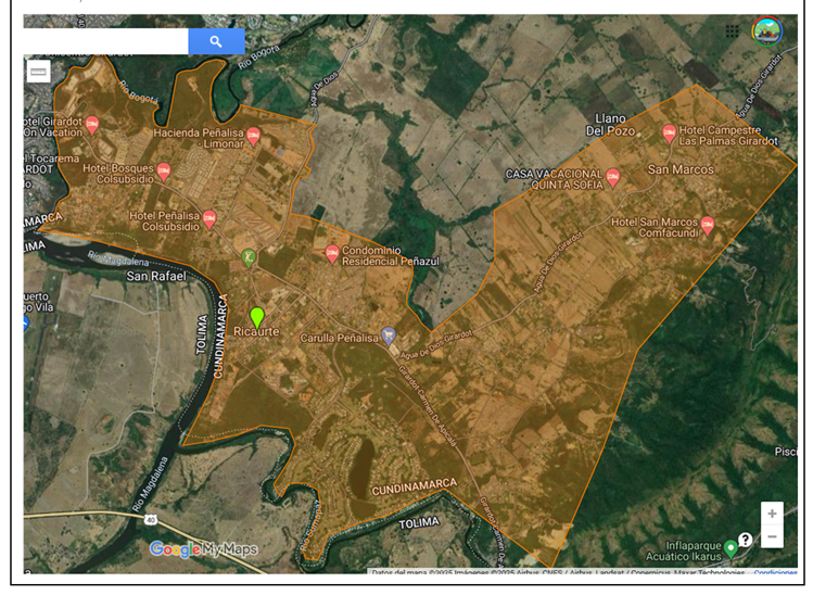 Mapa del Área de Prestación del Servicio en Ricaurte